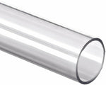 Clear acrylic plastic tubing round pipe, 43mm diameter, 117cm length, close-up view