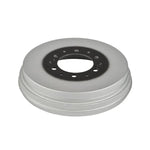 Silver metal engine pulley component for tractor or truck machinery