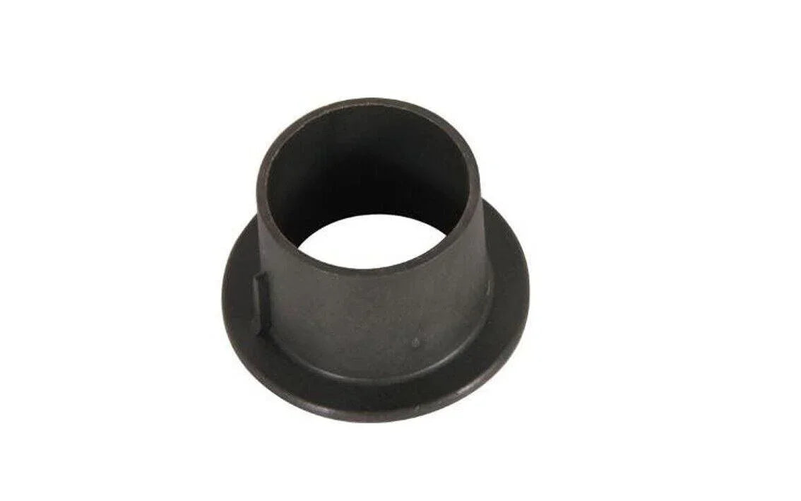 Black plastic replacement bush tractor part on white background