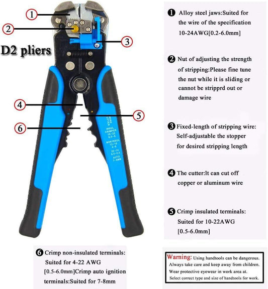 DURATOOL D03422 0.2mm – 6mm Automatic Wire Stripper Pliers Cable Cutting - Australian Empire Shop