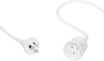 White Australian power extension lead with plug and socket on white background