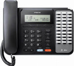 Digital office phone handset with LCD display, keypad, and function buttons