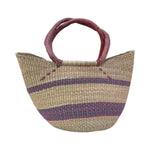 Market Basket shopping bag Large Handwoven + Leather Handles 100% Elephant Grass - Australian Empire Shop