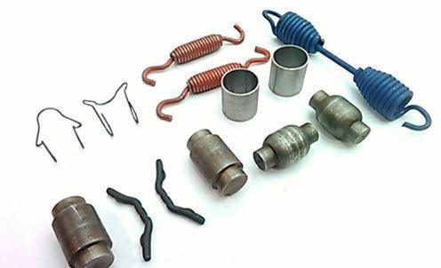 Heavy-duty truck brake drum and shoe hardware kit with springs and metal components