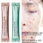 Rose hydrating peel-off jelly mask and hyaluronic acid moisturizing essence with model face