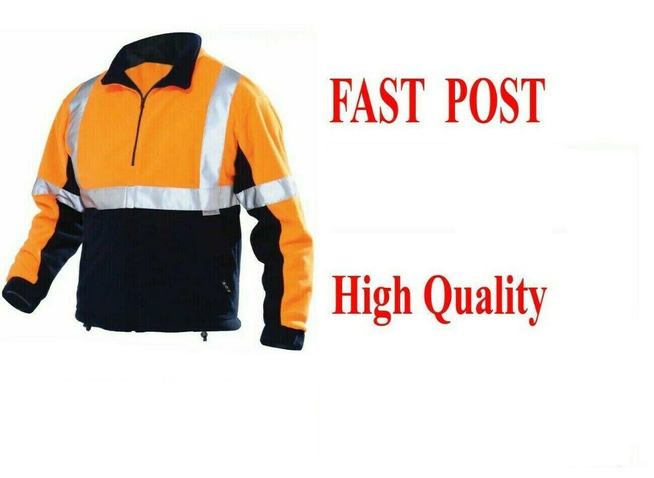 Small Size Hi-Vis Mens Safety Jacket 3M Reflective Work Wear Pullover 1/4 zip - Australian Empire Shop