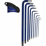 Metric hex key set, 9 blue chrome vanadium steel L-keys with size holder, hand tools