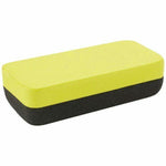 Yellow and black foam whiteboard eraser for dry erase boards and chalkboards
