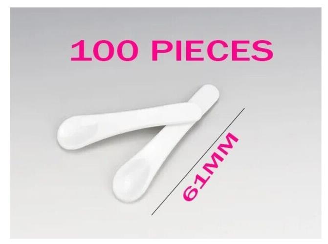 100x Portable Cosmetic Make Up Plastic Spoon Facial Cream Mask Spatula White - Australian Empire Shop