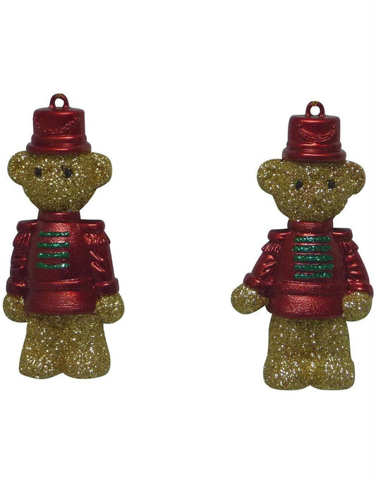 10CM GLITTER GOLD BEAR WITH HAT JACKET Ornament Sculpture Christmas tree pendant - Australian Empire Shop