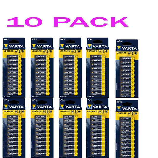 10X 10PACK Varta AA Longlife Extra Alkaline Batteries Multipurpose Batteries - Australian Empire Shop