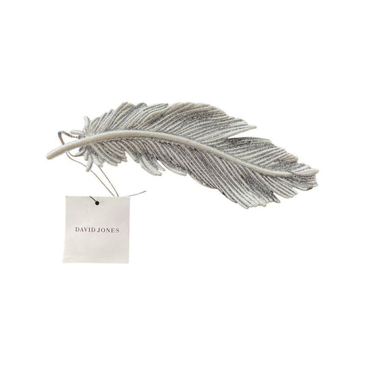 18CM FEATHER LEAF WHITE Ornament Sculpture Christmas tree pendant - Australian Empire Shop