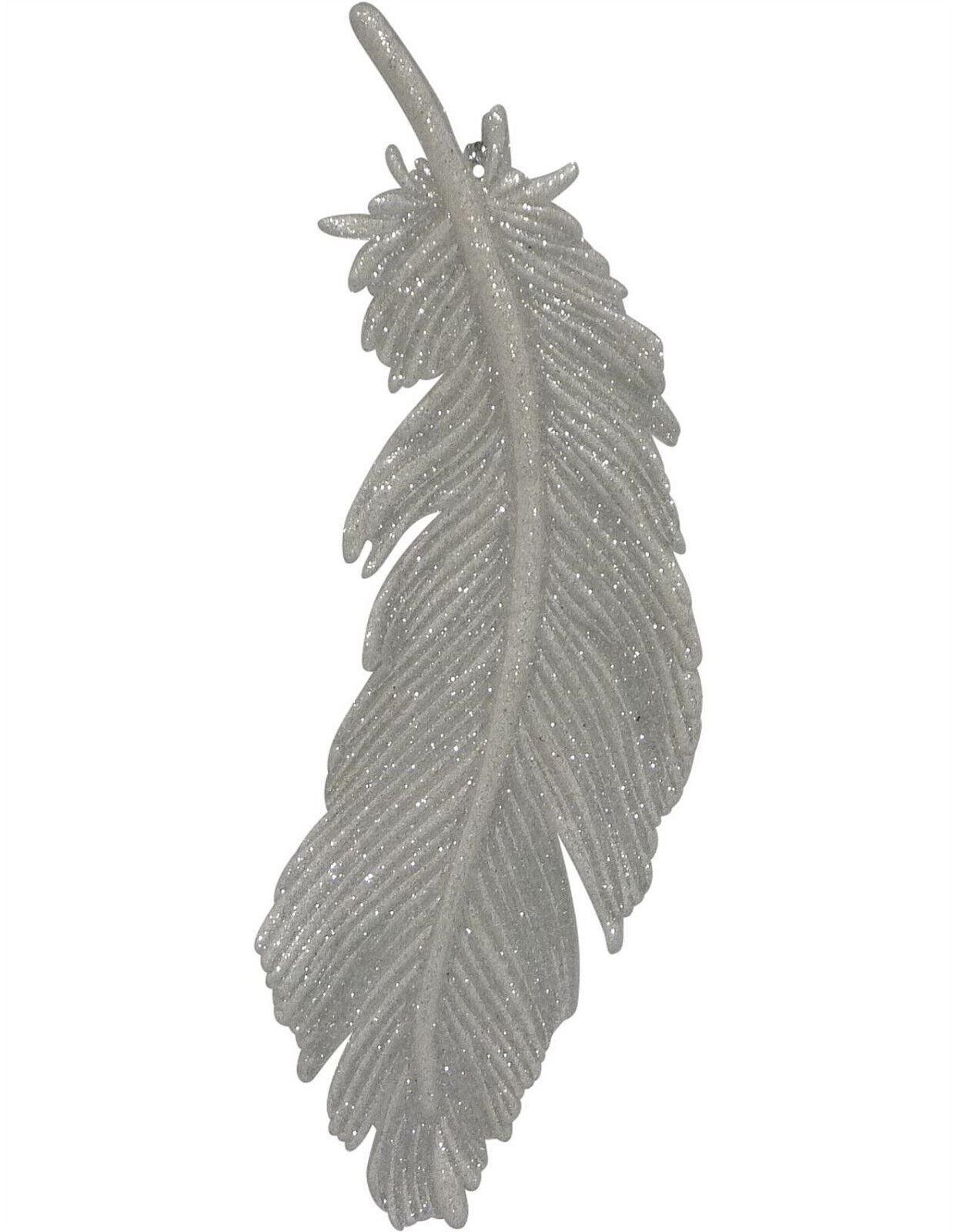 18CM FEATHER LEAF WHITE Ornament Sculpture Christmas tree pendant - Australian Empire Shop