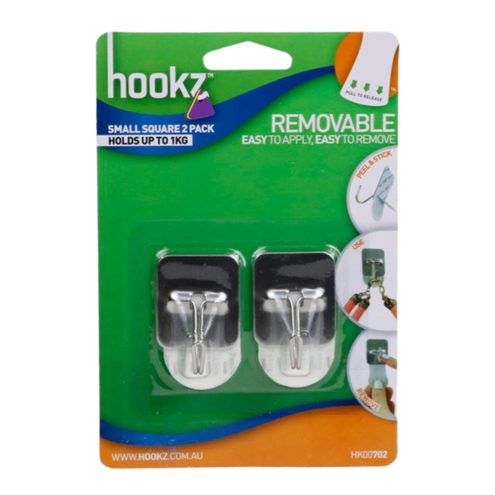 2 pack Hookz hanging storage Hooks Removable Small Steel Wire 1Kg Hold Each - Australian Empire Shop