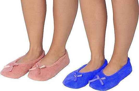 2 pack Women's Terry Classic Ballerina Slippers Socks navy, Pink (38-40) 260mm - Australian Empire Shop