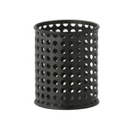 Black mesh metal pen holder cup with round holes for office desk organization