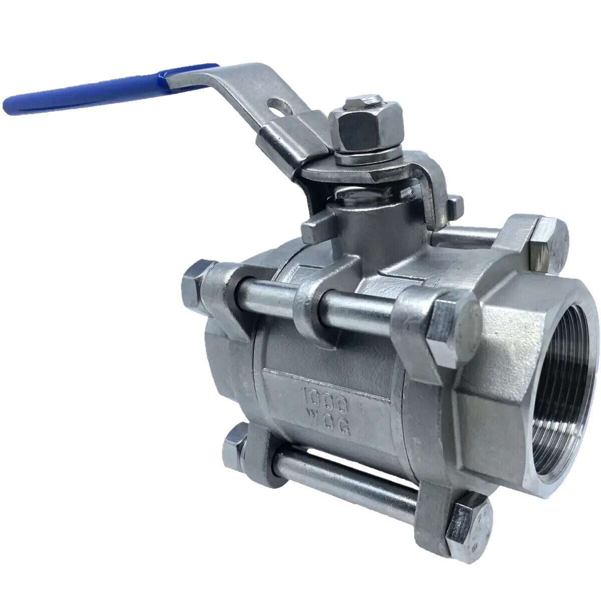 316 Stainless Steel 3 Piece Ball Valve 1-1/2" N93 (1,000 PSI) (WOG) - Australian Empire Shop