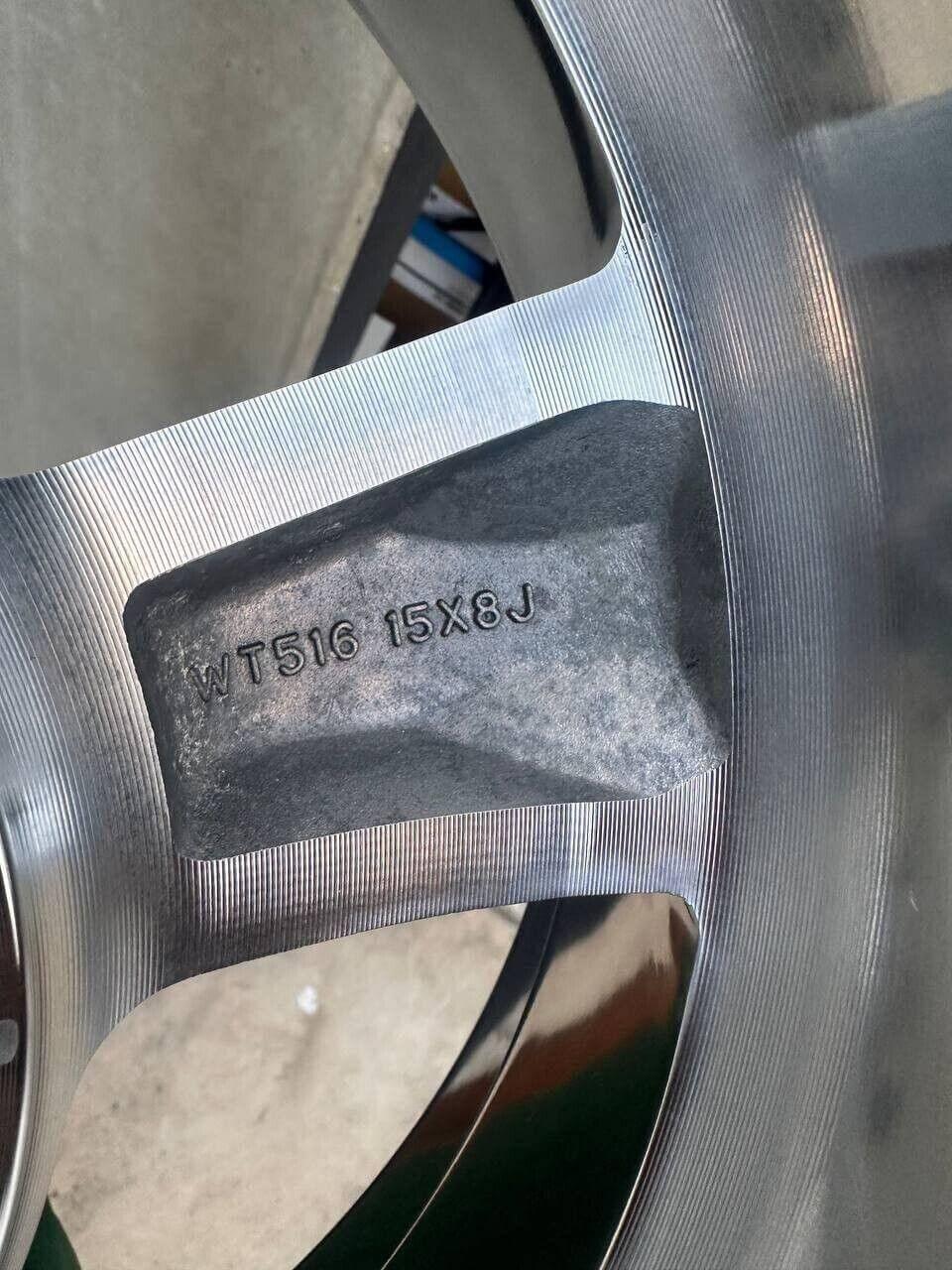 WT516 15x8J tractor wheel rim with textured metal finish and engraved specs