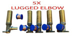 5 lugged brass extended elbows with blue caps, 16mm x 12mm, plumbing fittings