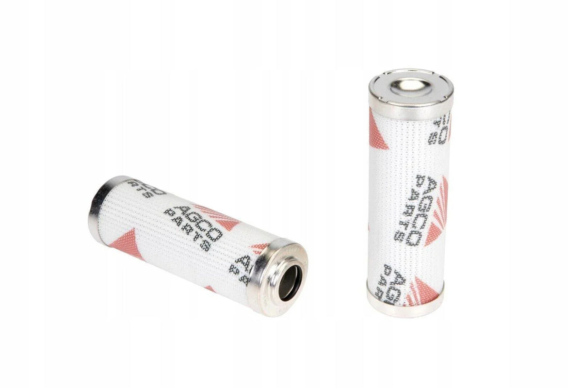 AGCO hydraulic oil filter cartridges for tractor, metal and mesh, white with red logo