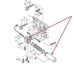 Exploded diagram of tractor filter housing assembly, showing parts and component placement.