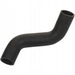Curved black rubber tractor hose for engine or coolant system, isolated on white background