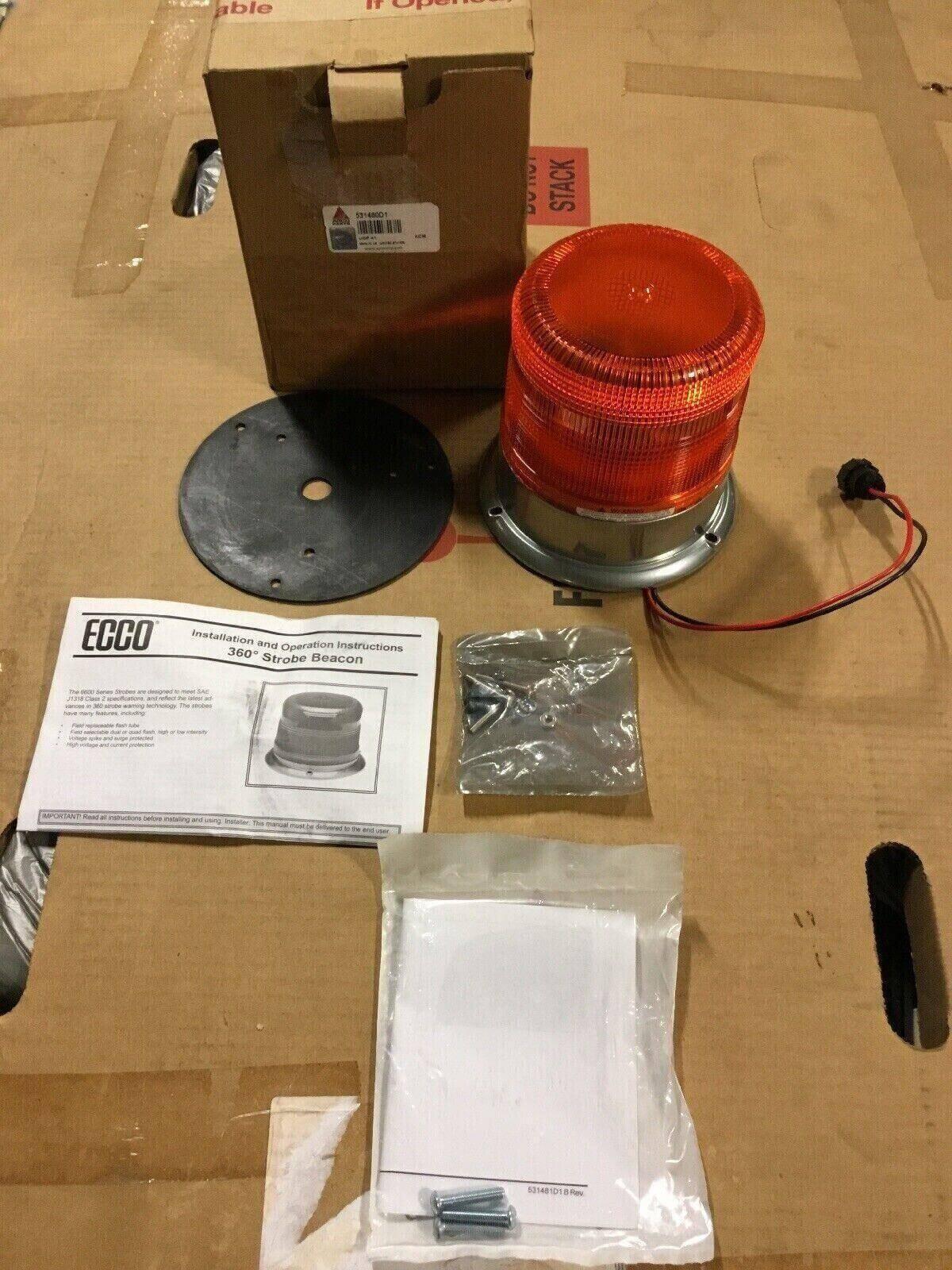 Orange rotating beacon lamp kit with wiring, mounting plate, screws, and installation manual for tractor use