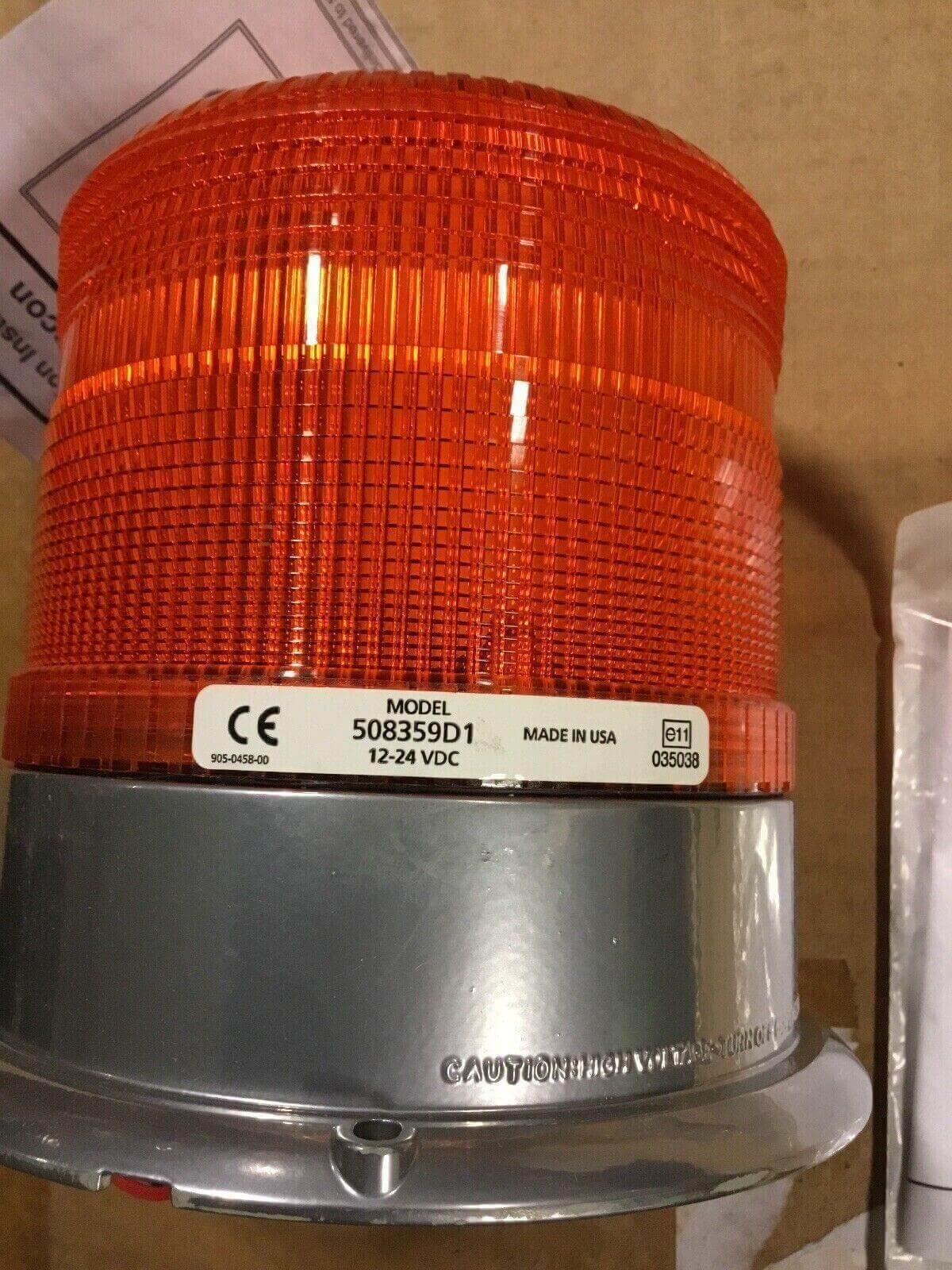 Orange beacon lamp kit with silver base for tractor, model 508359D1, 12-24V DC