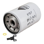 White metal tractor fuel filter with gasket and connector, suitable for Massey Ferguson and Fendt