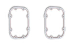 Pair of rectangular PTO cover gaskets with bolt holes for tractor parts on white background