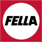 FELLA logo in bold black letters on a white circle with a red border, tractor parts brand.
