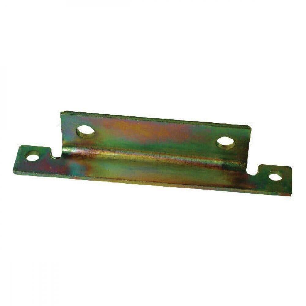 Steel tractor part holder support bracket with four mounting holes, isolated on white background