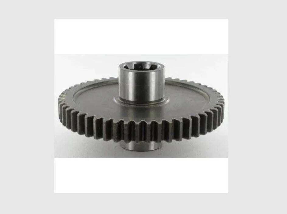 Steel mower sprocket wheel for tractor, shown with gear teeth and central hub on white background