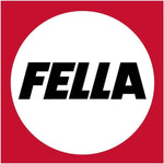 FELLA logo in bold black letters on a white circle with a red square background
