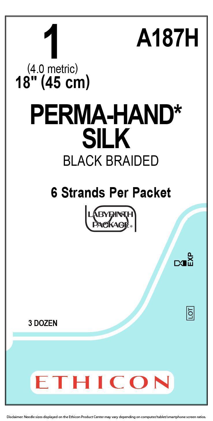 Ethicon PERMA-HAND Silk A187H Suture 1 / 45 CM Black Braided BOX 36 ,EX 8/2026 - Australian Empire Shop