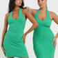 BEYOND HER Lottie Halter Dress in Lime Zest Scoop neckline Mini length - Australian Empire Shop