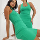 BEYOND HER Lottie Halter Dress in Lime Zest Scoop neckline Mini length - Australian Empire Shop