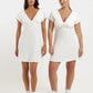 BEYOND HER Morgan Mini Dress in Off White V-neckline Tie-up Relaxed fit - Australian Empire Shop