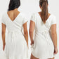 BEYOND HER Morgan Mini Dress in Off White V-neckline Tie-up Relaxed fit - Australian Empire Shop