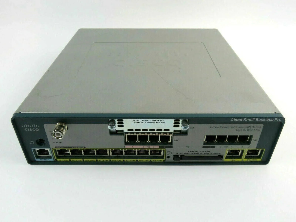 Cisco UC520 communication device with multiple network ports and labeled interface panel