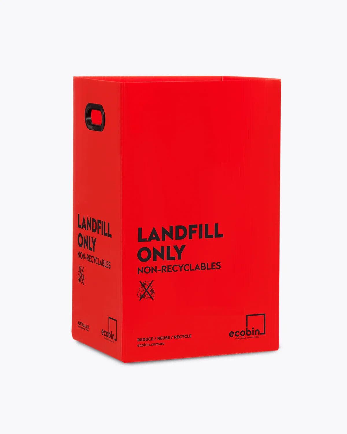 Eco Landfill Waste Bin 60L Landfill General Waste ECOBINS + Lids, Office Bin Red - Australian Empire Shop