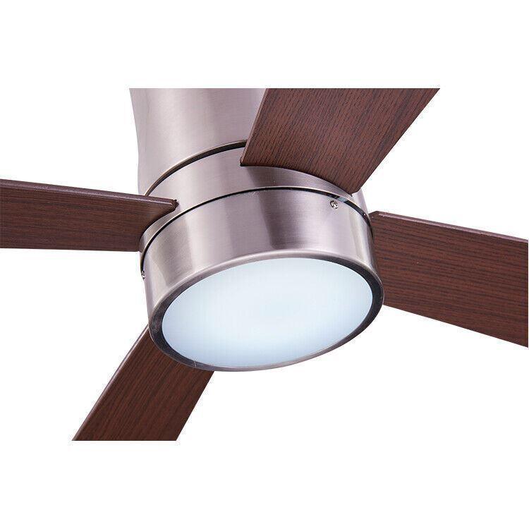 Electric Ceiling Fan 4 Blade Cooling LED Light Remote Control Nickel Flush Mount - Australian Empire Shop