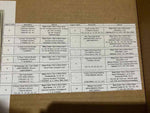 Close-up of a product options chart for electrical insulator kits, terminal busbars, thru panel power posts, and fuse holders on a brown background.
