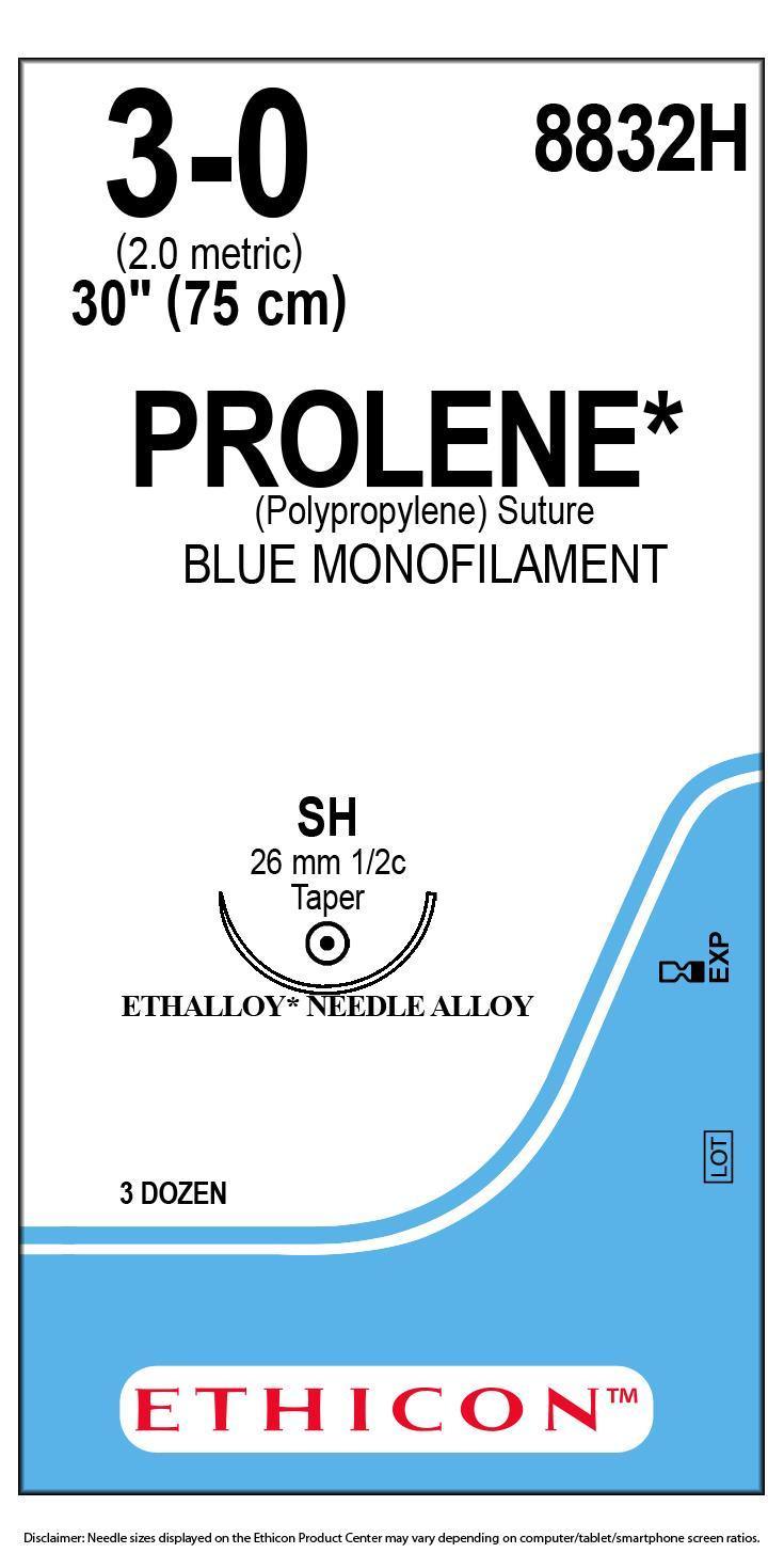 Ethicon PROLENE 8832H Suture 3-0 / 26mm / 1/2C / 75CM BOX 36 ,EX 8/2026 - Australian Empire Shop