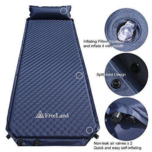Freeland Camping Sleeping Pad Self Inflating with Attached Pillow, Compact, blue - Australian Empire Shop
