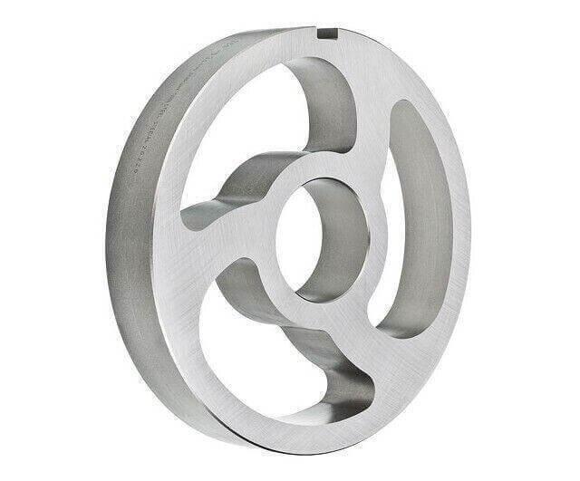 Metal kidney plate die with three holes, tool steel, for industrial equipment or machinery
