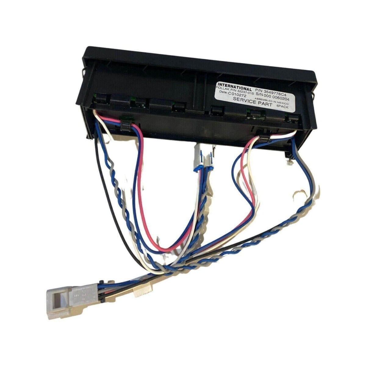 OEM International truck six-pack switch housing with wiring harness, black plastic