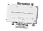 700 900 MHz wideband twin diplexer combiner with multiple coaxial connectors
