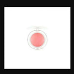 peach pink blush in round compact case with clear lid on white background