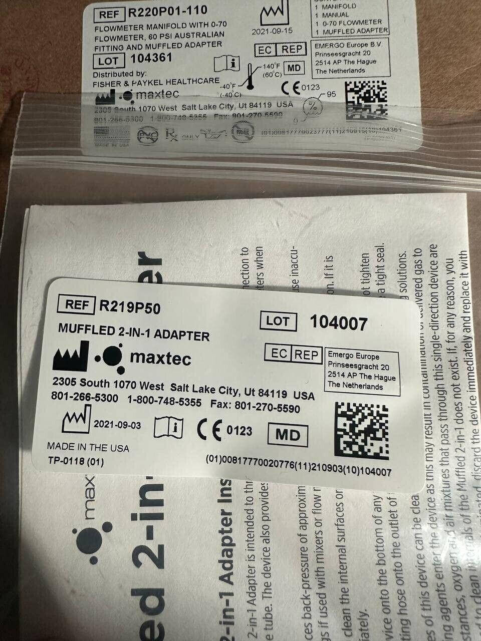 Maxtec FLOW METER MANIFOLD with 0-70 FLOW 60 PSI AU MUFFLED ADAPTER R2 ...